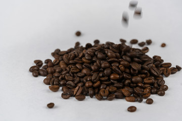 Coffee beans in motion. 