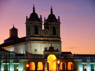 City church of Nazare named Nossa Senhora at the Atlantic ocean coast of Portugal