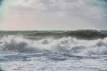 storm at sea, big waves
