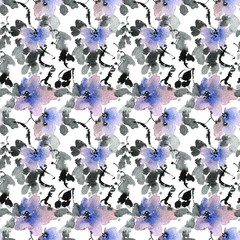 Watercolor blue flowers