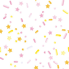 Sprinkle Cupcake Donut Topping. Seamless Pattern 