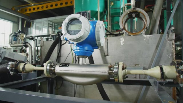 digital pressure meter on equipment in refinery plant shop