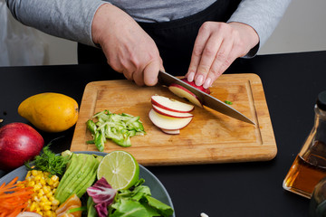 cooking healthy food.