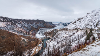 Anderson Ranch Dam in the winter on the South Fork of the Boise River in Idaho.