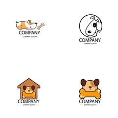 Pet shop Logo Company Cartoon Animals Dog Cat Vector Template Design Illustration Icon Set