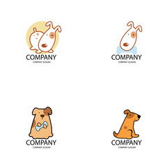 Pet shop Logo Company Cartoon Animals Dog Cat Vector Template Design Illustration Icon Set