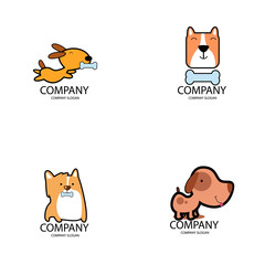 Pet shop Logo Company Cartoon Animals Dog Cat Vector Template Design Illustration Icon Set