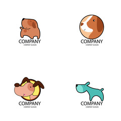 Pet shop Logo Company Cartoon Animals Dog Cat Vector Template Design Illustration Icon Set