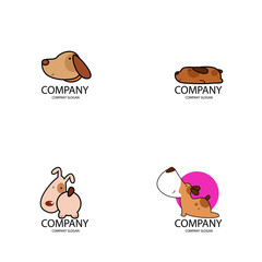 Pet shop Logo Company Cartoon Animals Dog Cat Vector Template Design Illustration Icon Set