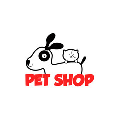 Pet shop Logo Cartoon Animals Dog Cat Vector Template Design Illustration Icon