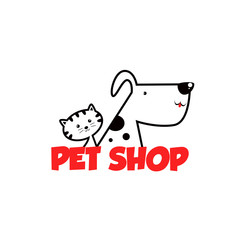 Pet shop Logo Cartoon Animals Dog Cat Vector Template Design Illustration Icon