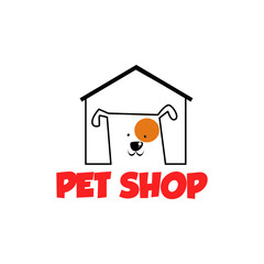 Pet shop Logo Cartoon Animals Dog Cat Vector Template Design Illustration Icon