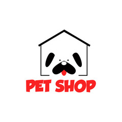 Pet shop Logo Cartoon Animals Dog Cat Vector Template Design Illustration Icon