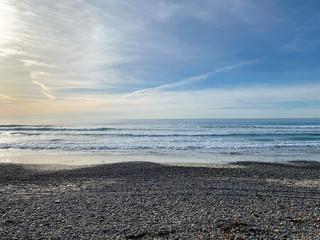 Torrey Pines State Beach before sunset twilight, coastal beach located in the San Diego, California.