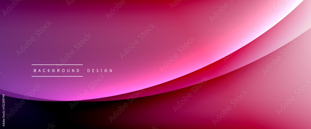 Wall mural wave liquid style lines with shadows and light on gradient background. trendy simple fluid color gra