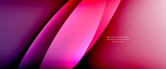 Wave liquid style lines with shadows and light on gradient background. Trendy simple fluid color gradient abstract background with dynamic straight shadow line effect