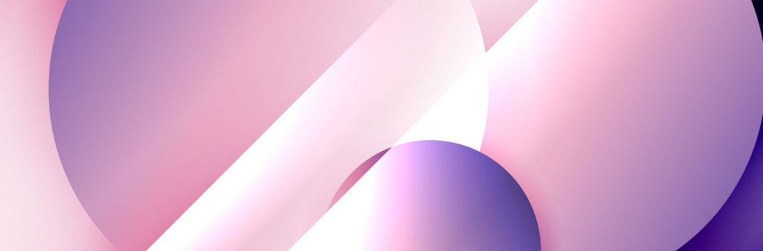 Dynamic trendy geometrical abstract background. Circles, round shapes 3d shadow effects and fluid gradients. Modern overlapping round forms