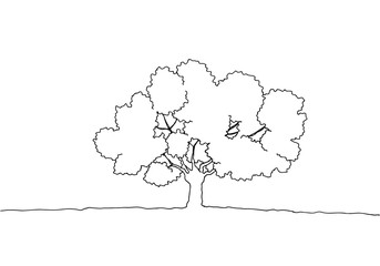 木の手描き線画