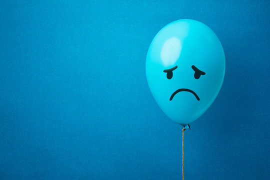 Stock photo of a blue monday balloon on a blue background