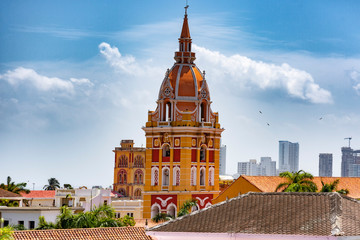The dome of the cathedral of Cartagena - obrazy, fototapety, plakaty