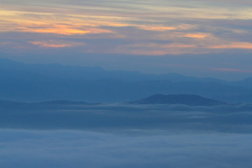 Landscape clouds and mist The morning in a beautiful view point