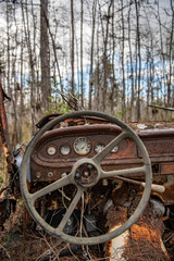 Fototapeta na wymiar old abandoned car in a forest
