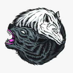 yin yang wolf vector logo © InksyndromeArtwork