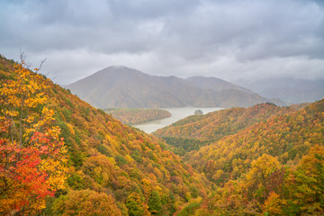 azuma bandai skyline Nakatsugawa Bridge view point in autumn fukushima