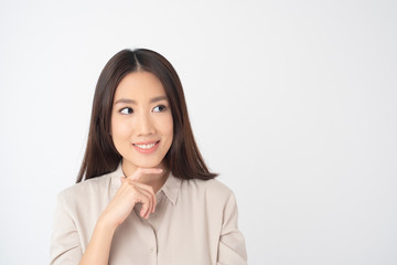 Attractive Asian woman portrait  on white background