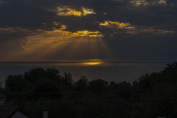 golden sun ray above the black sea in turkey