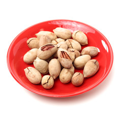 Pecan nuts on white background