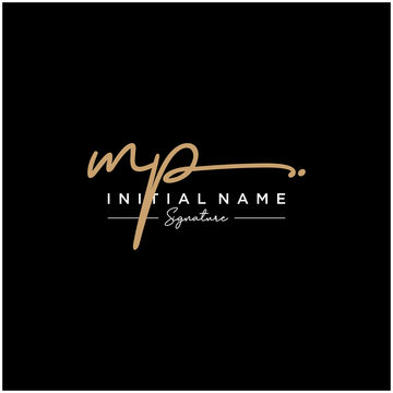 Letter MP Signature Logo Template Vector
