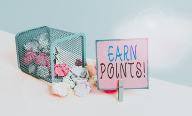 Text sign showing Earn Points. Business photo text collecting scores in order qualify to win big...