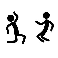 stick figures of dancing people, human silhouettes, on a white background isolated