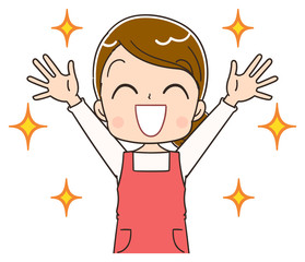 主婦 女性 エプロン イラスト 素材 © よぴんこ（yopinco）