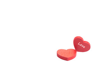 Two red hearts on white background