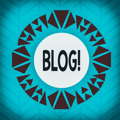 Text sign showing Blog. Business photo showcasing regularly updated website web page run by individual Asymmetrical uneven shaped format pattern object outline multicolour design