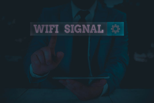 Text sign showing Wifi Signal. Business photo text provide wireless highspeed Internet and network connections