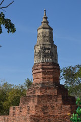 The surface of the fabric is colorful. Hanging on the bamboo in the temple