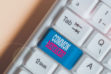Writing note showing Common Mistakes question. Business concept for repeat act or judgement...