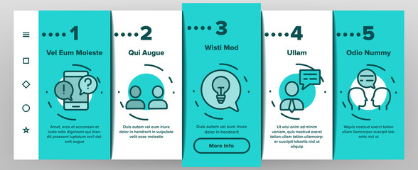 Advice Help Assistant Onboarding Mobile App Page Screen Vector. Human Silhouette And Call, Internet Online Advice Service Support And Idea Illustrations