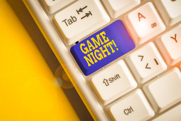 Word writing text Game Night. Business photo showcasing usually its called on adult play dates like...