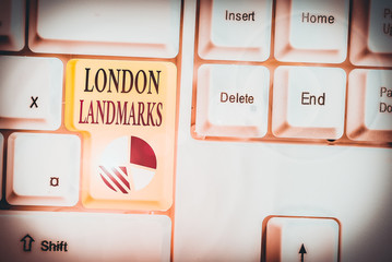 Text sign showing London Landmarks. Business photo showcasing most iconic landmarks and mustsee London attractions