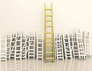 ladder golden gold competitive advantage - 3d rendering © sea and sun
