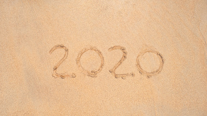 The inscription on the sand 2020 New Year!.