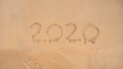 The inscription on the sand 2020 New Year!.