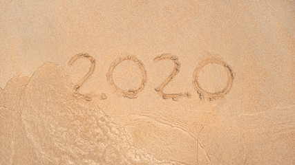 The inscription on the sand 2020 New Year!.