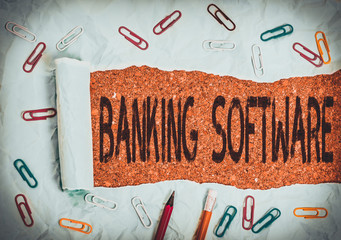 Conceptual hand writing showing Banking Software. Concept meaning typically refers to core banking...