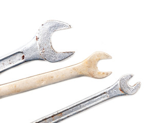 Adjustable wrench isolated on a white