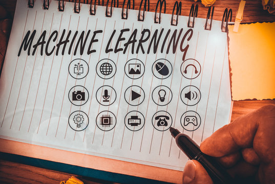 Handwriting text writing Machine Learning. Conceptual photo scientific study of algorithms and statistical models - Powered by Adobe